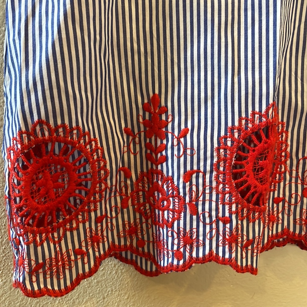 Zara Basic Cropped Collared Button Up Blouse Blue… - image 4